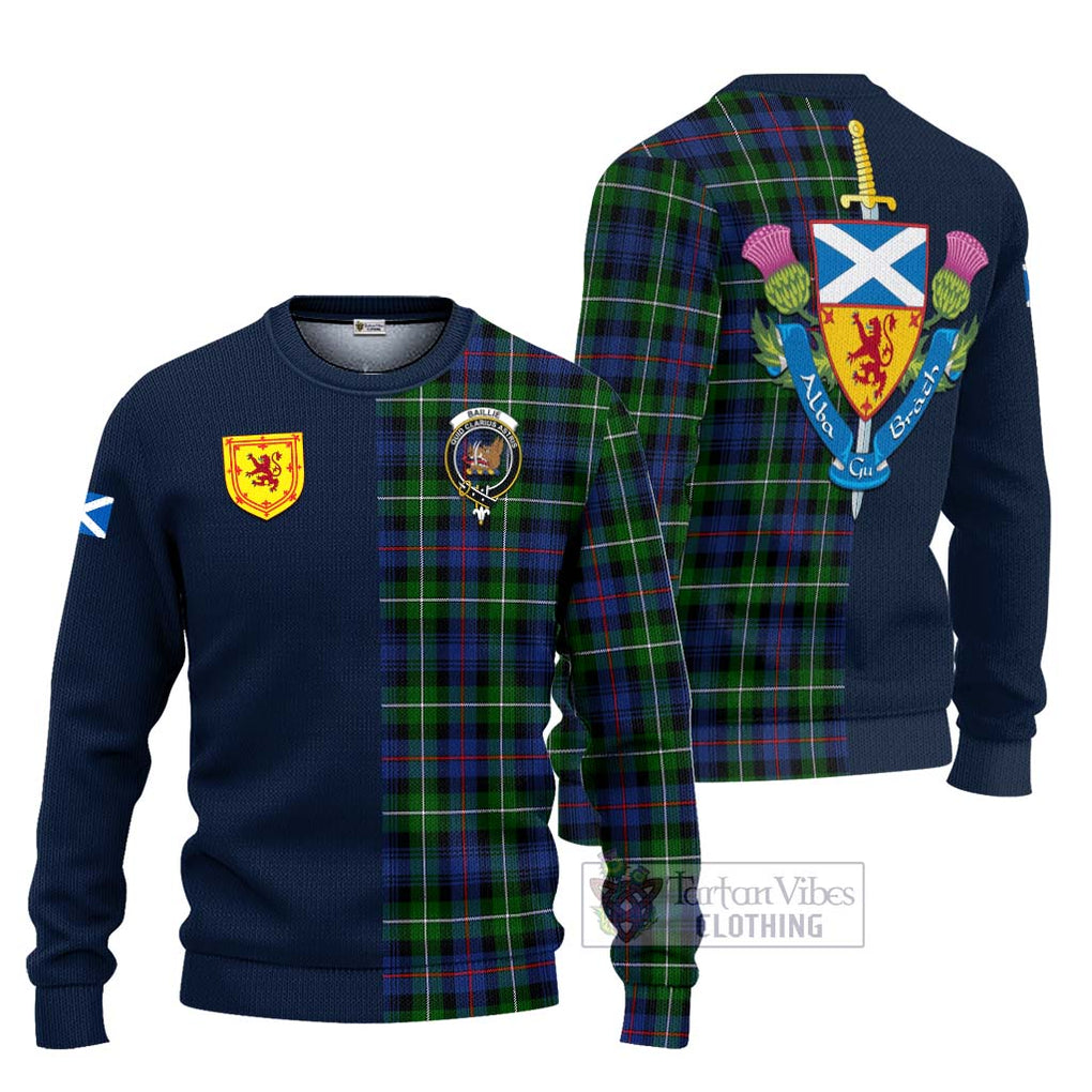 Baillie Tartan Ugly Sweater Alba with Scottish Lion Royal Arm Half Style Unisex - Tartan Vibes Clothing