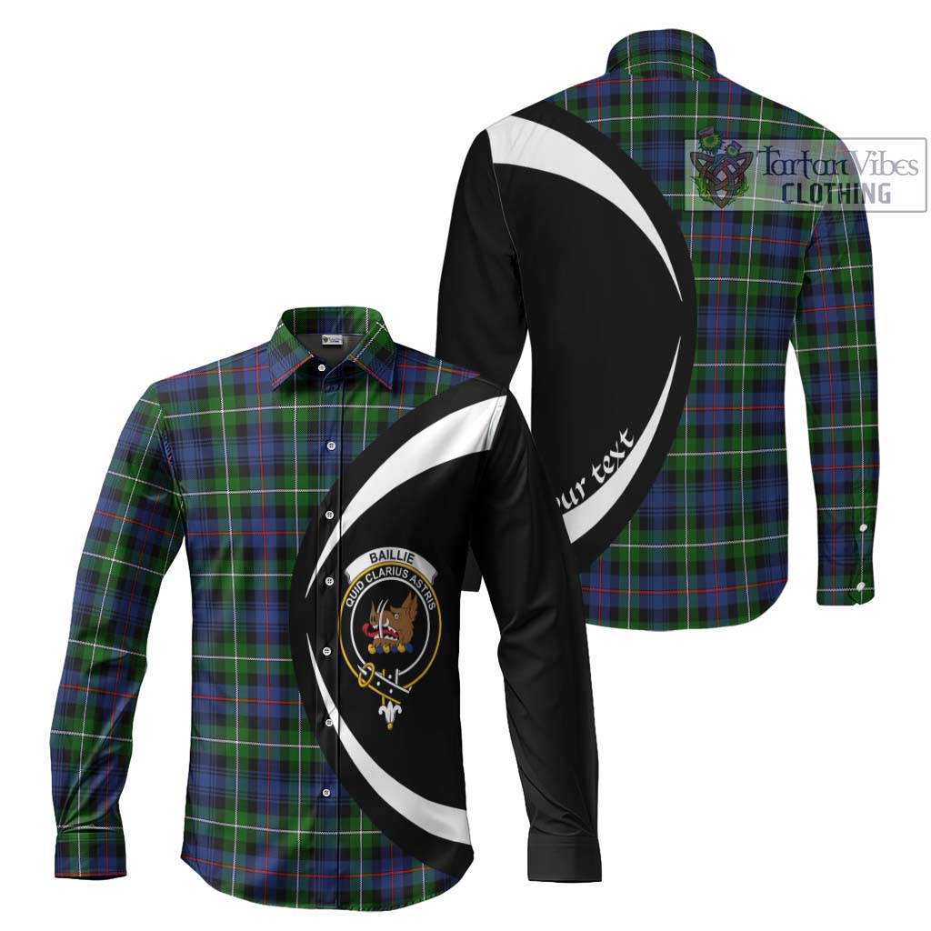 Baillie Tartan Long Sleeve Button Up with Family Crest Circle Style Men's Shirt S - Tartan Vibes Clothing
