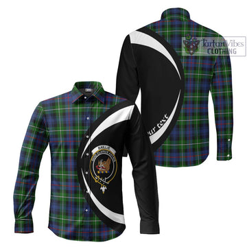 Baillie Tartan Long Sleeve Button Up with Family Crest Circle Style Men's Shirt S - Tartan Vibes Clothing