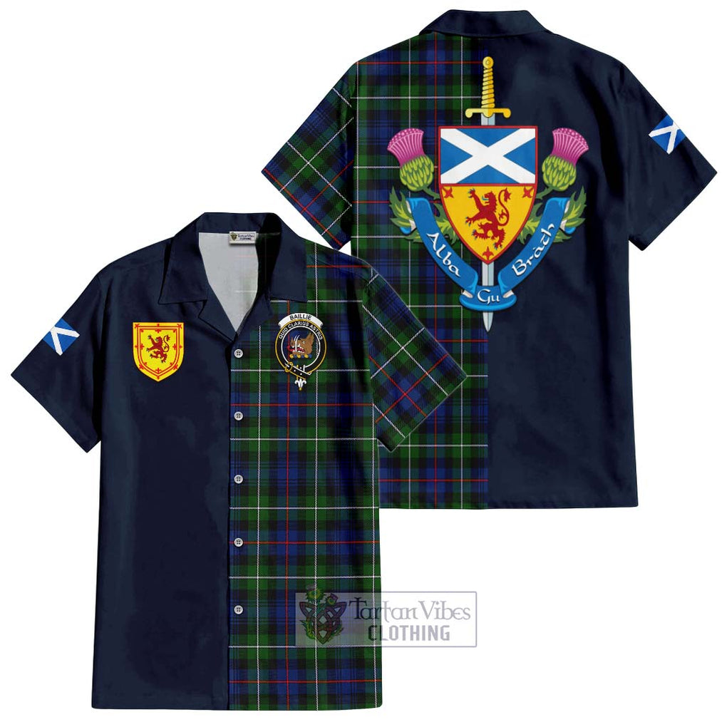Baillie Tartan Hawaiian Shirt Alba with Scottish Lion Royal Arm Half Style Kid - Tartan Vibes Clothing