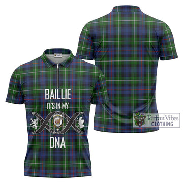 Baillie Tartan Zipper Polo Shirt with Family Crest DNA In Me Style Unisex - Tartan Vibes Clothing