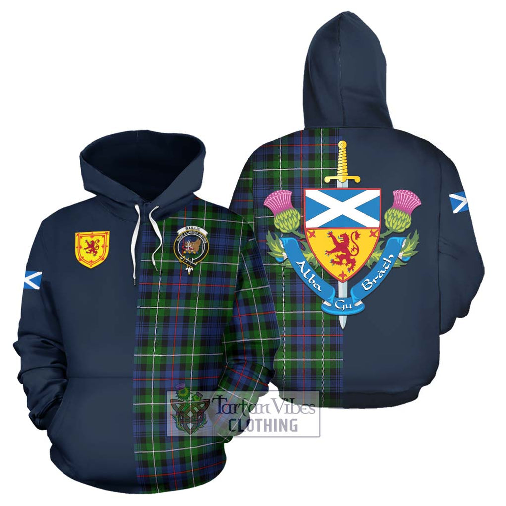 Baillie Tartan Hoodie Alba with Scottish Lion Royal Arm Half Style Zip Hoodie - Tartan Vibes Clothing