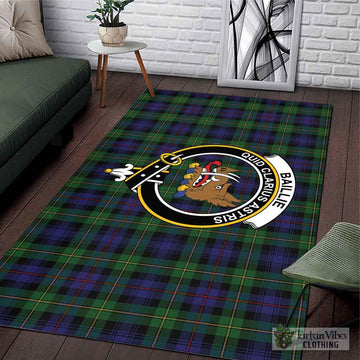 Tartan Vibes Clothing Baillie Tartan Area Rug with Family Crest