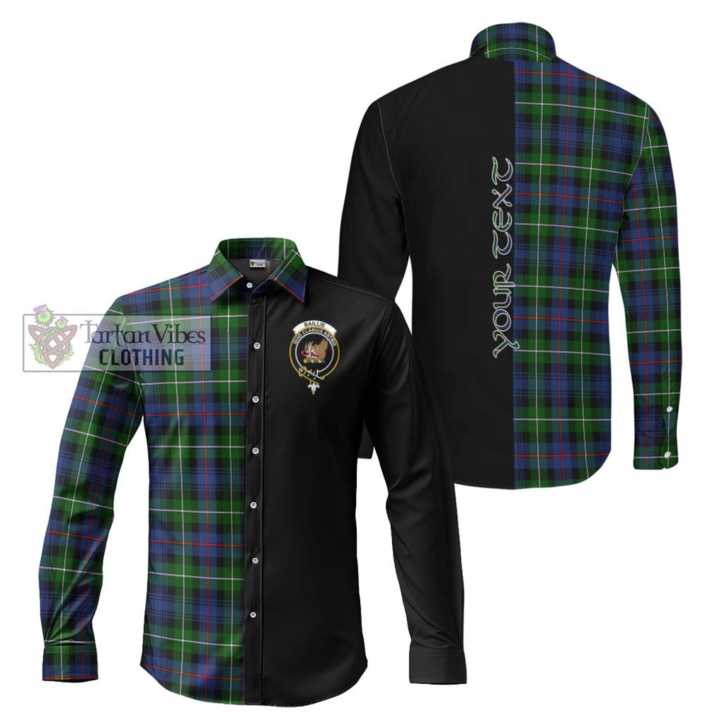 Baillie Tartan Long Sleeve Button Shirt with Family Crest and Half Of Me Style Men's Shirt S - Tartanvibesclothing Shop