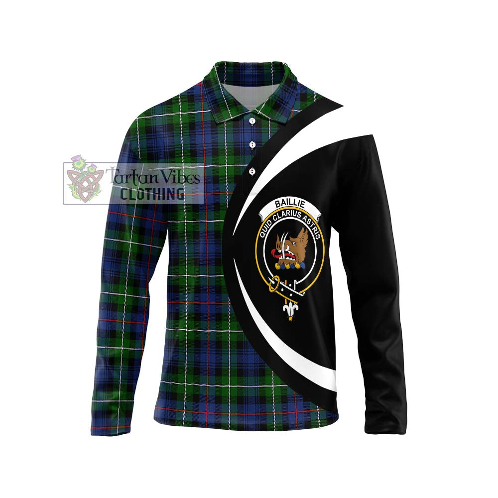 Baillie Tartan Long Sleeve Polo Shirt with Family Crest Circle Style Unisex - Tartan Vibes Clothing
