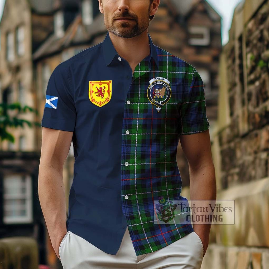 Baillie Tartan Hawaiian Shirt Alba with Scottish Lion Royal Arm Half Style - Tartan Vibes Clothing