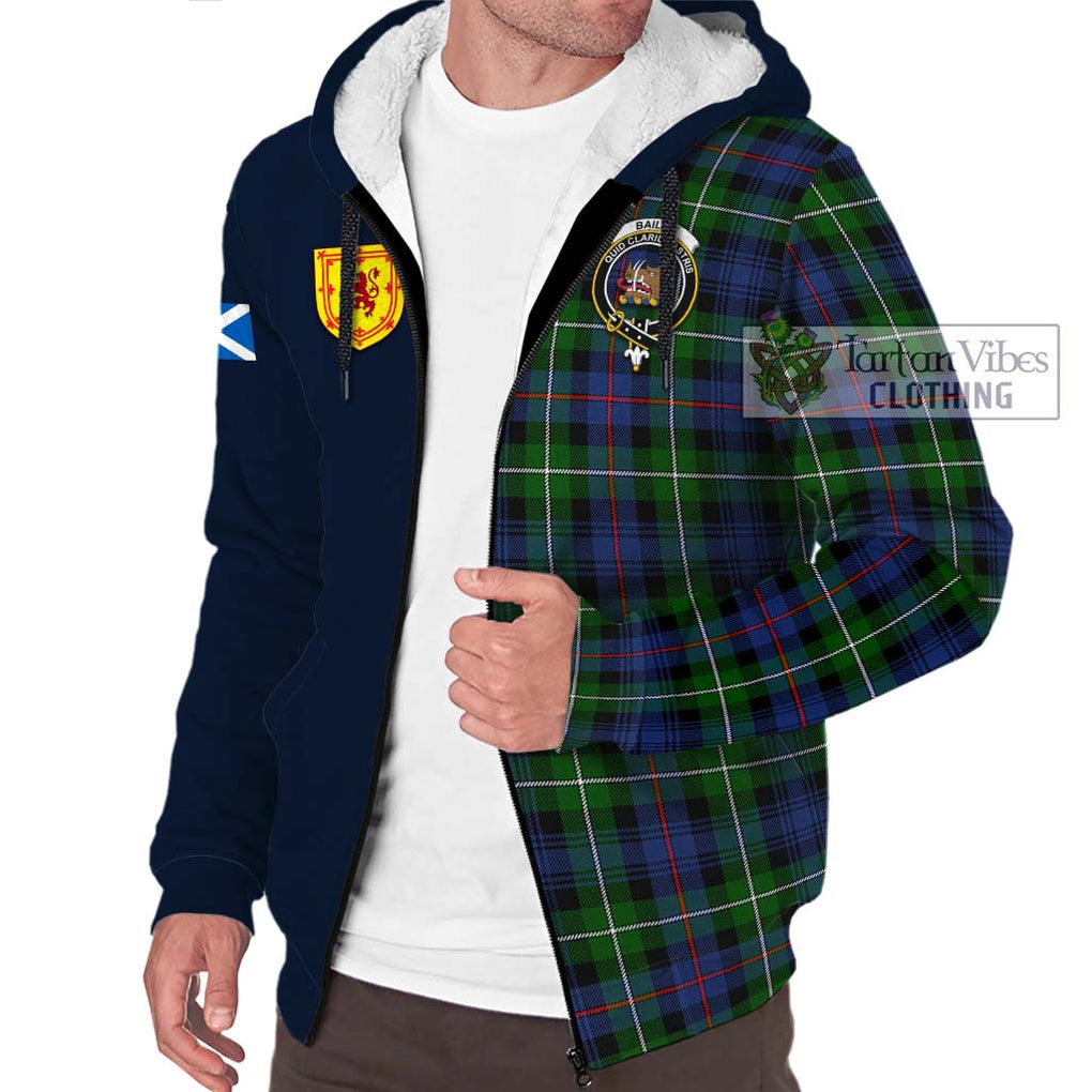 Baillie Tartan Sherpa Hoodie Alba with Scottish Lion Royal Arm Half Style - Tartan Vibes Clothing