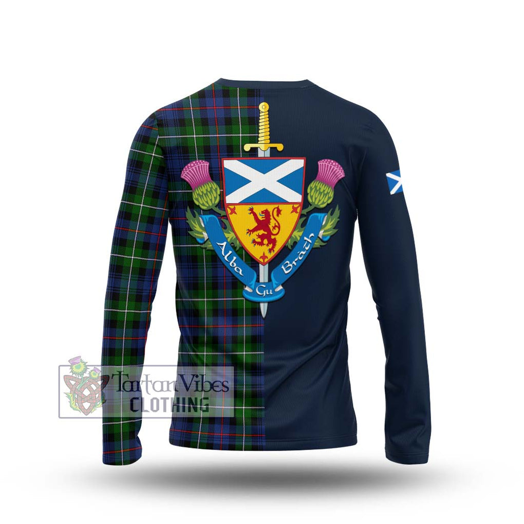 Baillie Tartan Long Sleeve T-Shirt Alba with Scottish Lion Royal Arm Half Style - Tartan Vibes Clothing