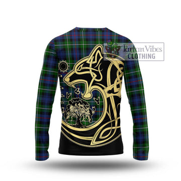 Baillie Tartan Long Sleeve T-Shirt with Family Crest Celtic Wolf Style - Tartan Vibes Clothing