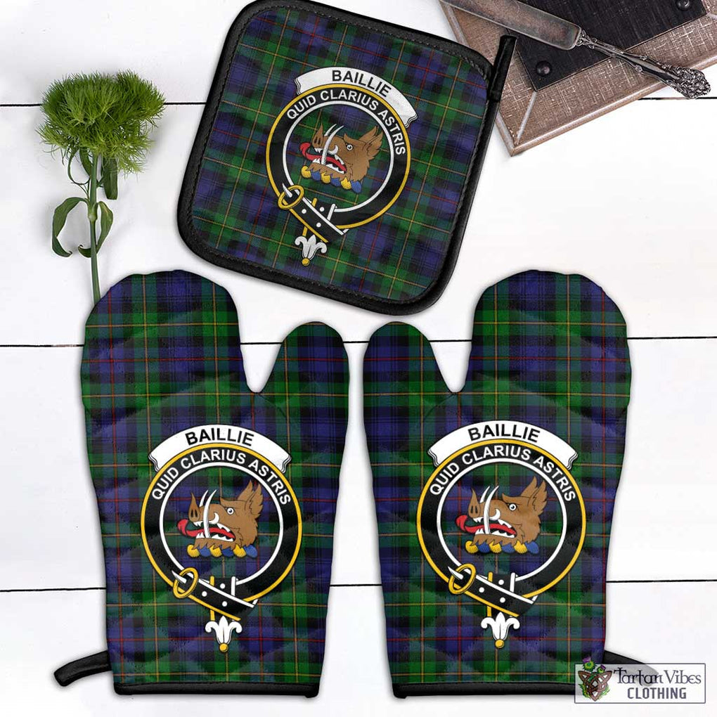 Baillie Tartan Combo Oven Mitt & Pot-Holder with Family Crest Black - Tartan Vibes Clothing
