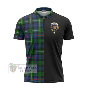 Baillie Tartan Zipper Polo Shirt with Family Crest and Half Of Me Style - Tartan Vibes Clothing