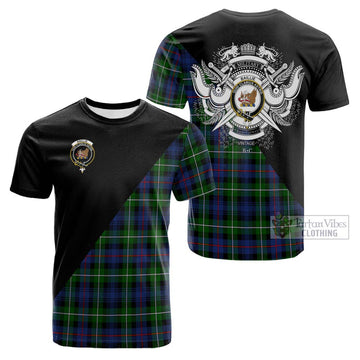 Baillie Tartan Cotton T-shirt with Family Crest and Military Logo Style