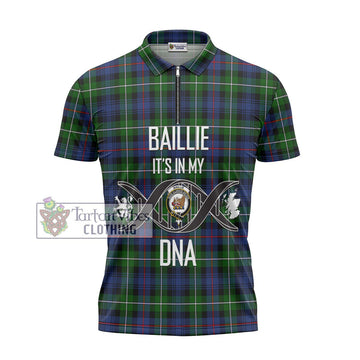 Baillie Tartan Zipper Polo Shirt with Family Crest DNA In Me Style - Tartan Vibes Clothing