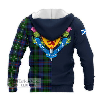 Baillie Tartan Knitted Hoodie Alba with Scottish Lion Royal Arm Half Style - Tartan Vibes Clothing