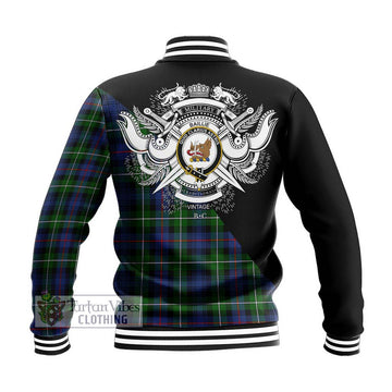Baillie Tartan Baseball Jacket with Family Crest and Military Logo Style - Tartan Vibes Clothing