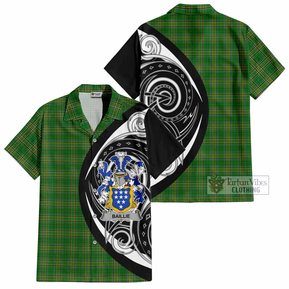 Tartan Vibes Clothing Baillie Irish Clan Short Sleeve Button Shirt Celtic Circle Style