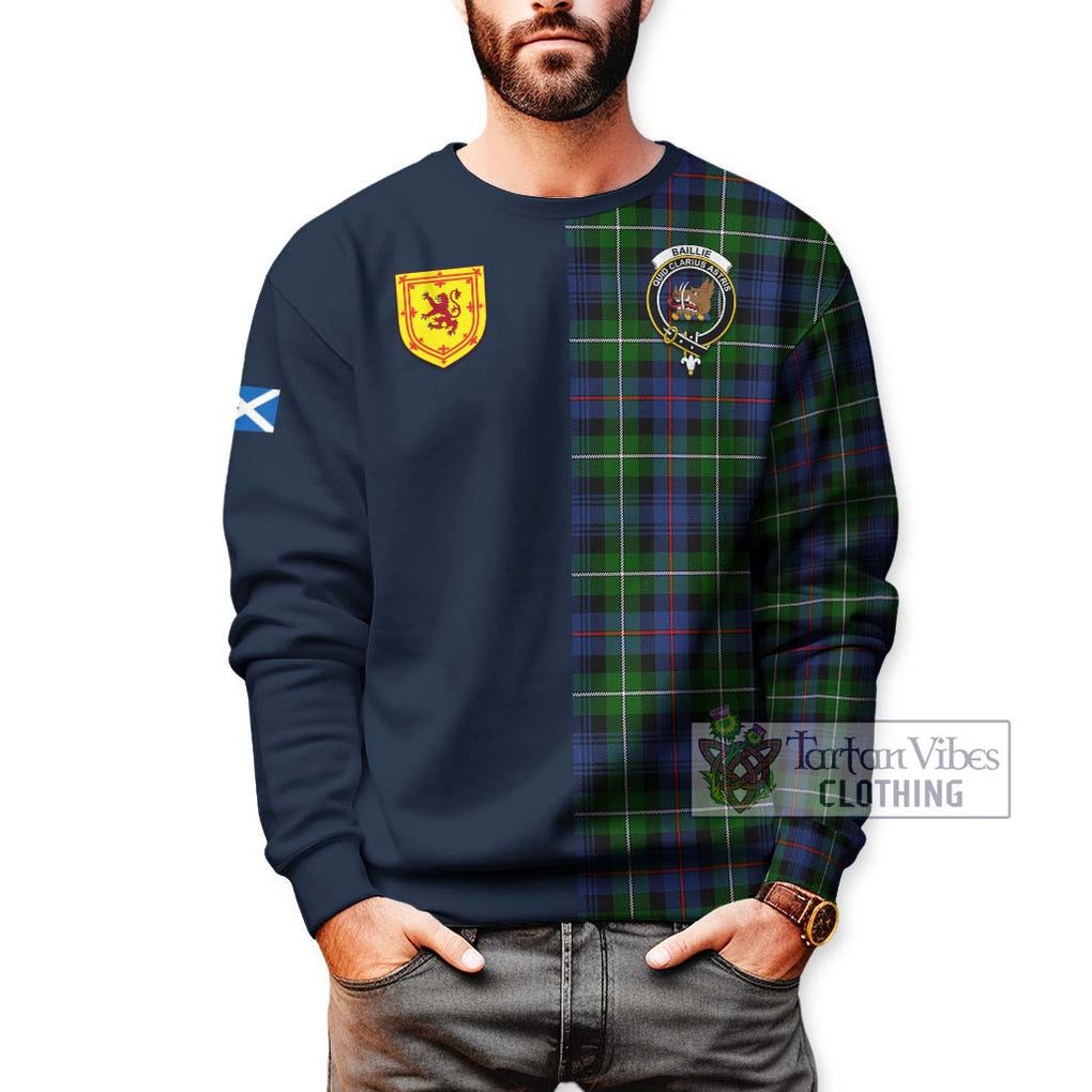 Baillie Tartan Sweatshirt Alba with Scottish Lion Royal Arm Half Style - Tartan Vibes Clothing