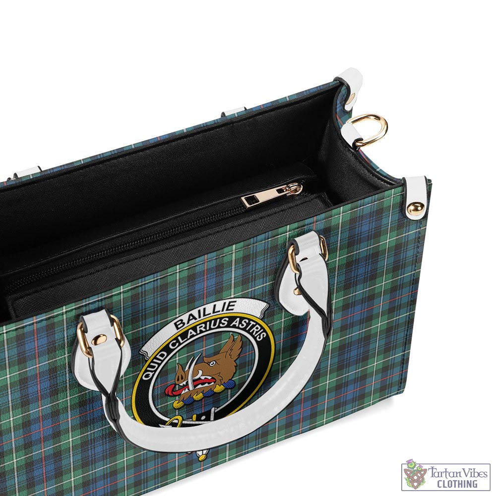 Tartan Vibes Clothing Baillie Ancient Tartan Luxury Leather Handbags with Family Crest