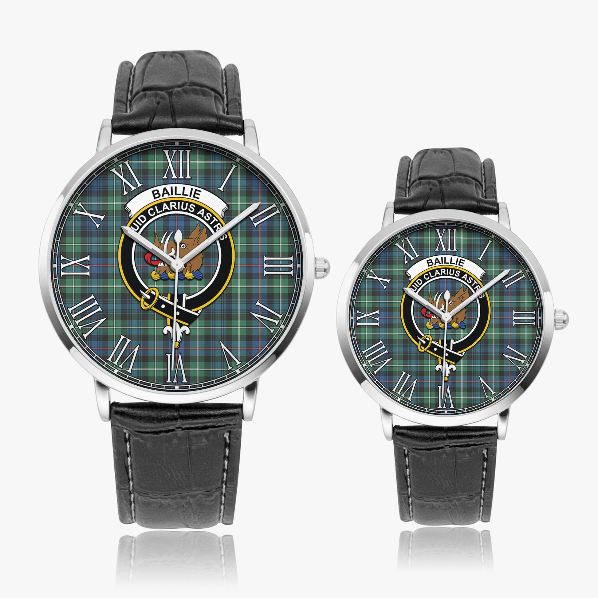 Baillie Ancient Tartan Family Crest Leather Strap Quartz Watch - Tartan Vibes Clothing