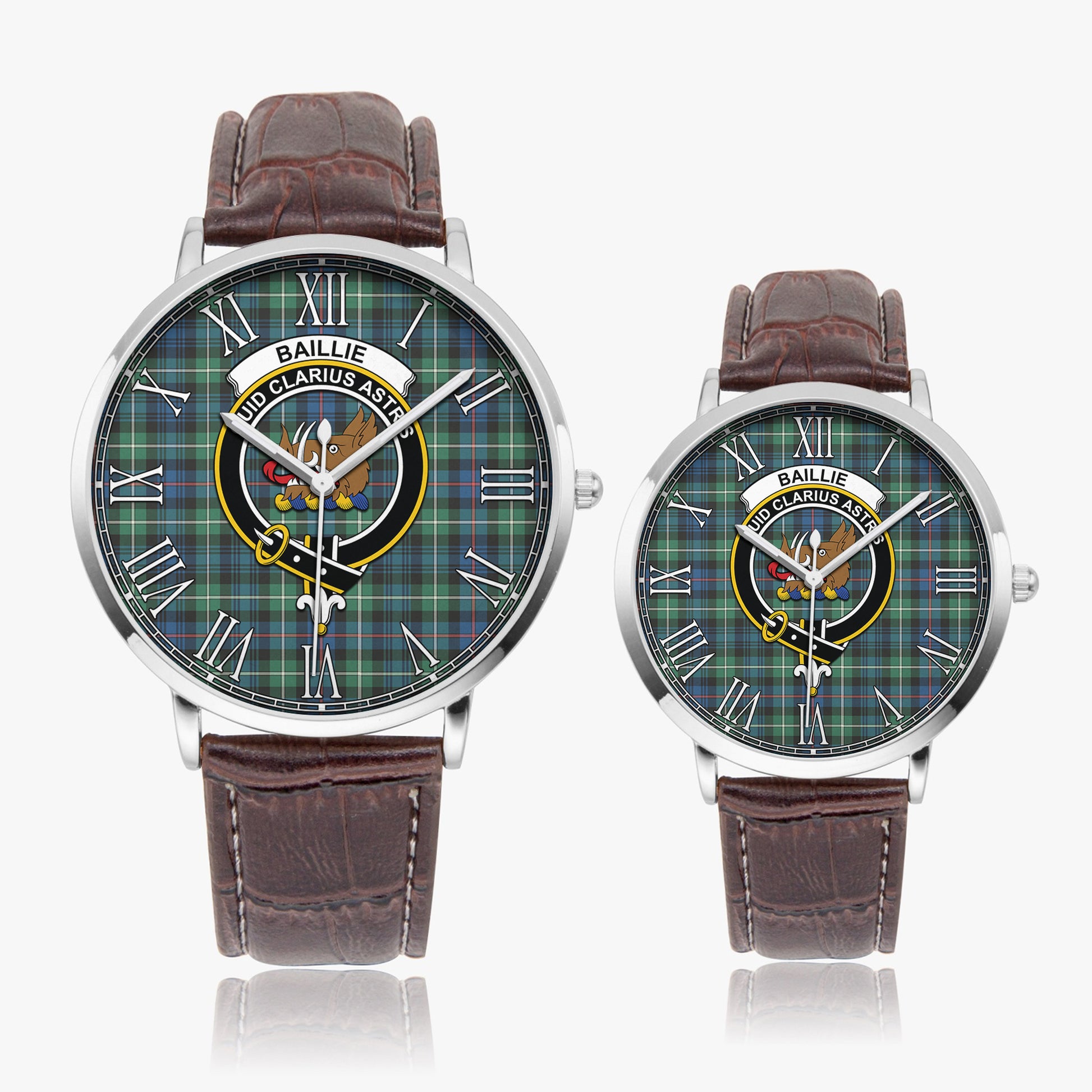 Baillie Ancient Tartan Family Crest Leather Strap Quartz Watch - Tartan Vibes Clothing
