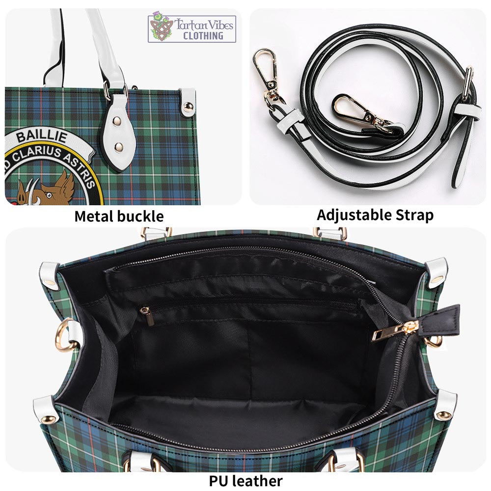 Tartan Vibes Clothing Baillie Ancient Tartan Luxury Leather Handbags with Family Crest