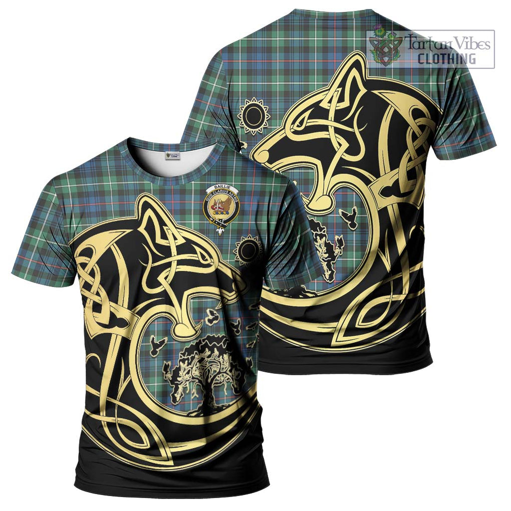 Baillie Ancient Tartan T-Shirt with Family Crest Celtic Wolf Style Kid's Shirt - Tartan Vibes Clothing
