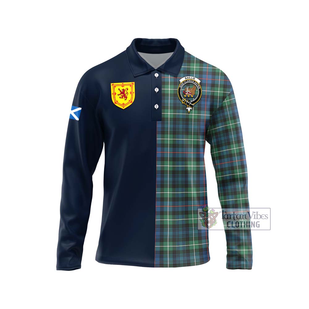 Baillie Ancient Tartan Long Sleeve Polo Shirt Alba with Scottish Lion Royal Arm Half Style Unisex - Tartan Vibes Clothing