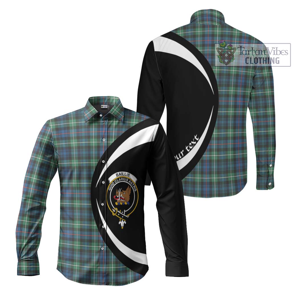 Baillie Ancient Tartan Long Sleeve Button Up with Family Crest Circle Style Men's Shirt S - Tartan Vibes Clothing