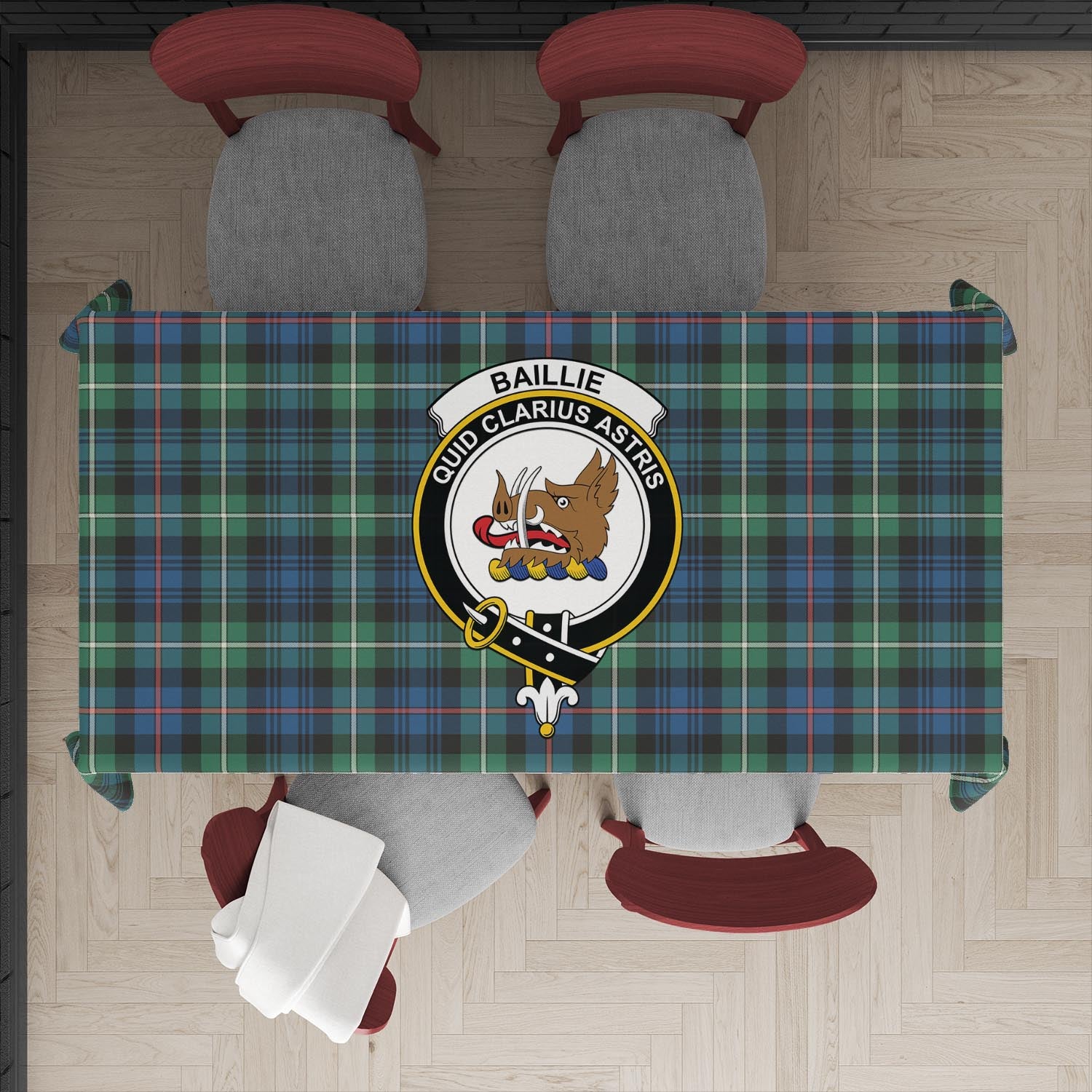 Baillie Ancient Tartan Tablecloth with Family Crest XL 57.1"x70.9"(145x180cm) - Tartan Vibes Clothing