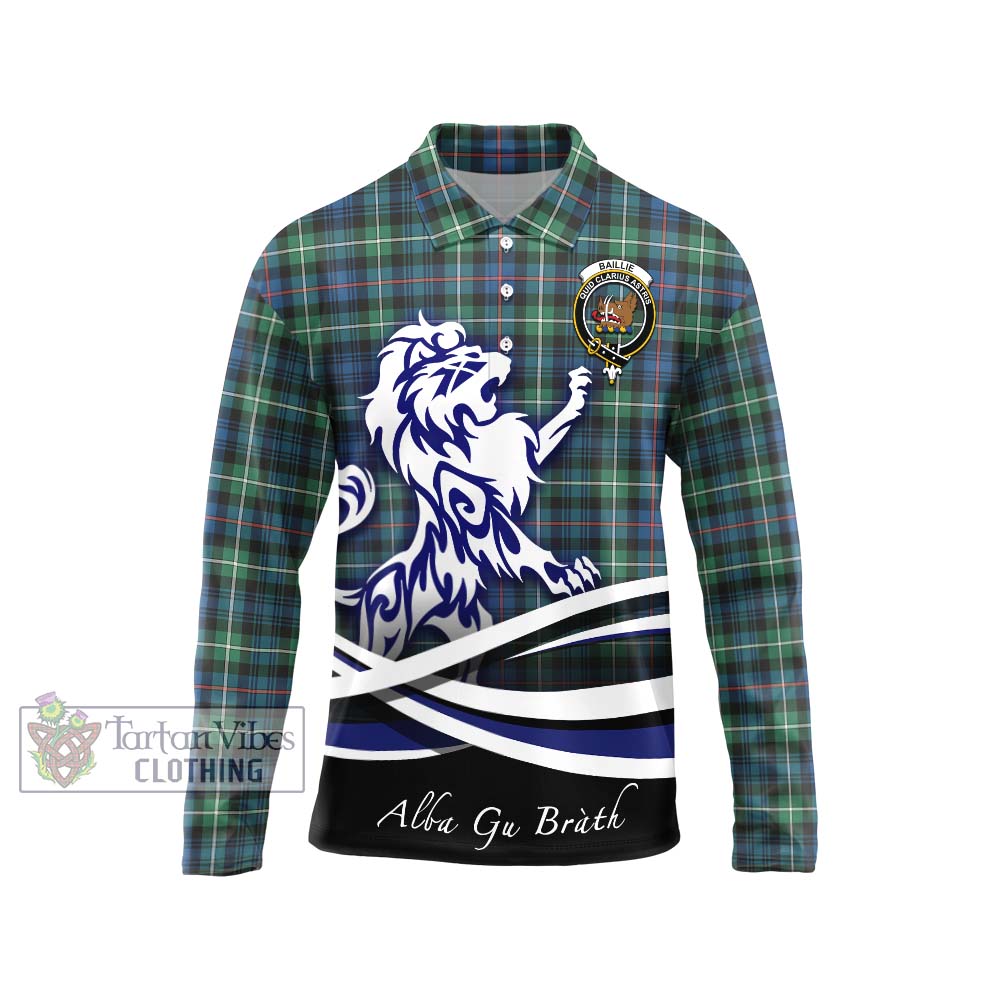 Baillie Ancient Tartan Long Sleeve Polo Shirt with Alba Gu Brath Regal Lion Emblem Unisex - Tartan Vibes Clothing