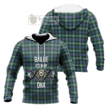 Baillie Ancient Tartan Knitted Hoodie with Family Crest DNA In Me Style Unisex Knitted Pullover Hoodie - Tartan Vibes Clothing