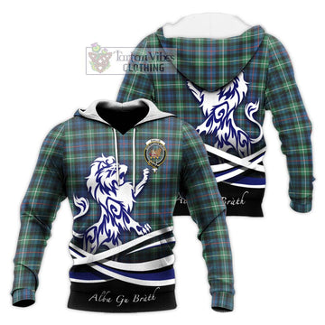 Baillie Ancient Tartan Knitted Hoodie with Alba Gu Brath Regal Lion Emblem Unisex Knitted Pullover Hoodie - Tartan Vibes Clothing