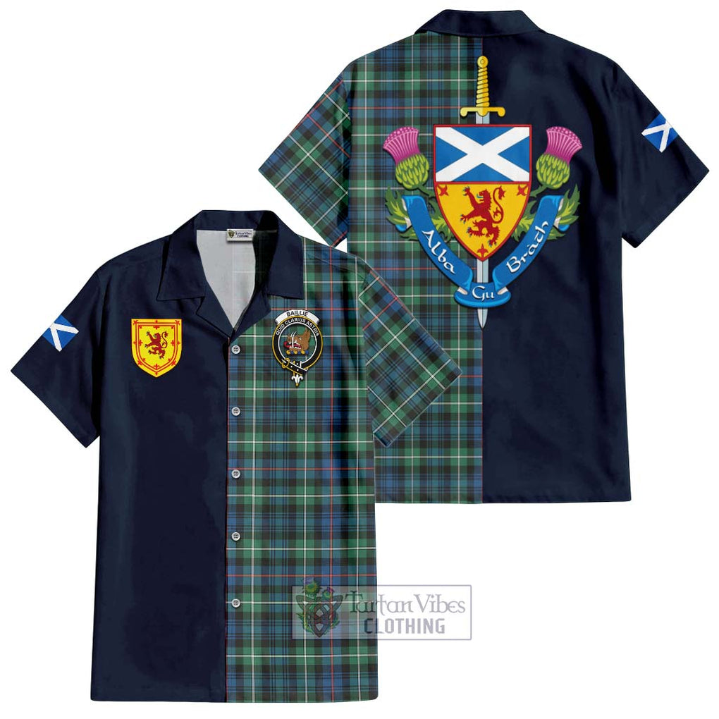 Baillie Ancient Tartan Hawaiian Shirt Alba with Scottish Lion Royal Arm Half Style Kid - Tartan Vibes Clothing