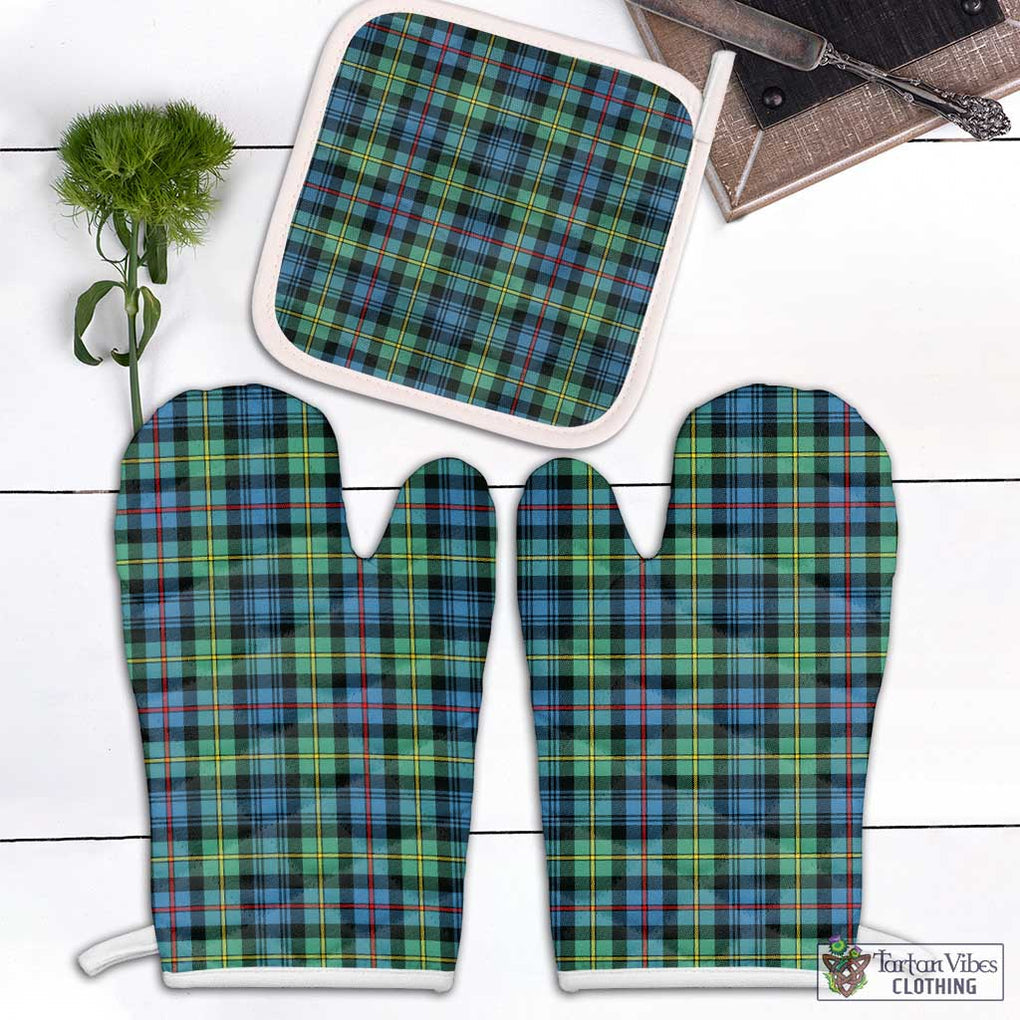 Baillie Ancient Tartan Combo Oven Mitt & Pot-Holder Combo 2 Oven Mitt & 1 Pot-Holder Black - Tartan Vibes Clothing
