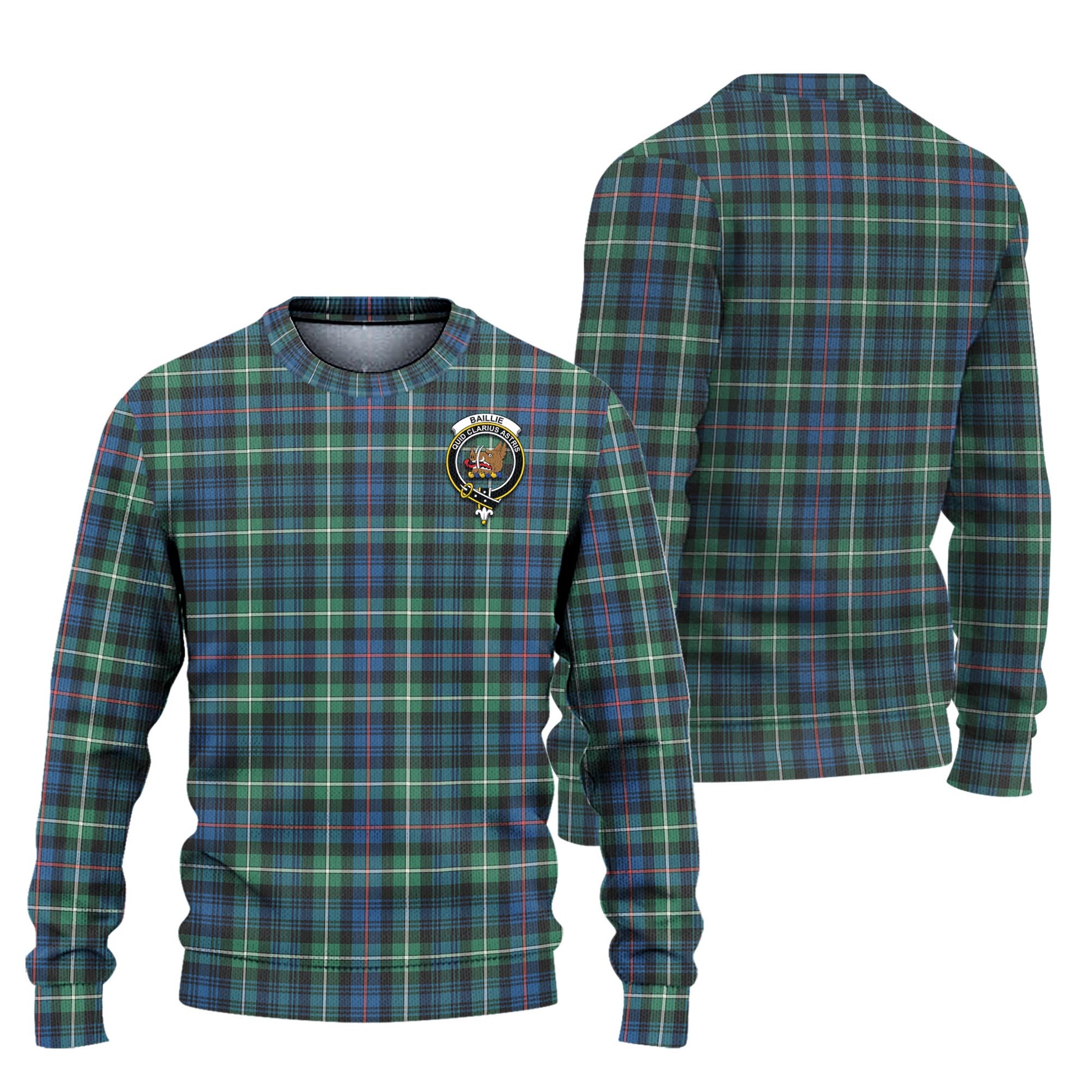 Baillie Ancient Tartan Ugly Sweater with Family Crest Unisex - Tartan Vibes Clothing