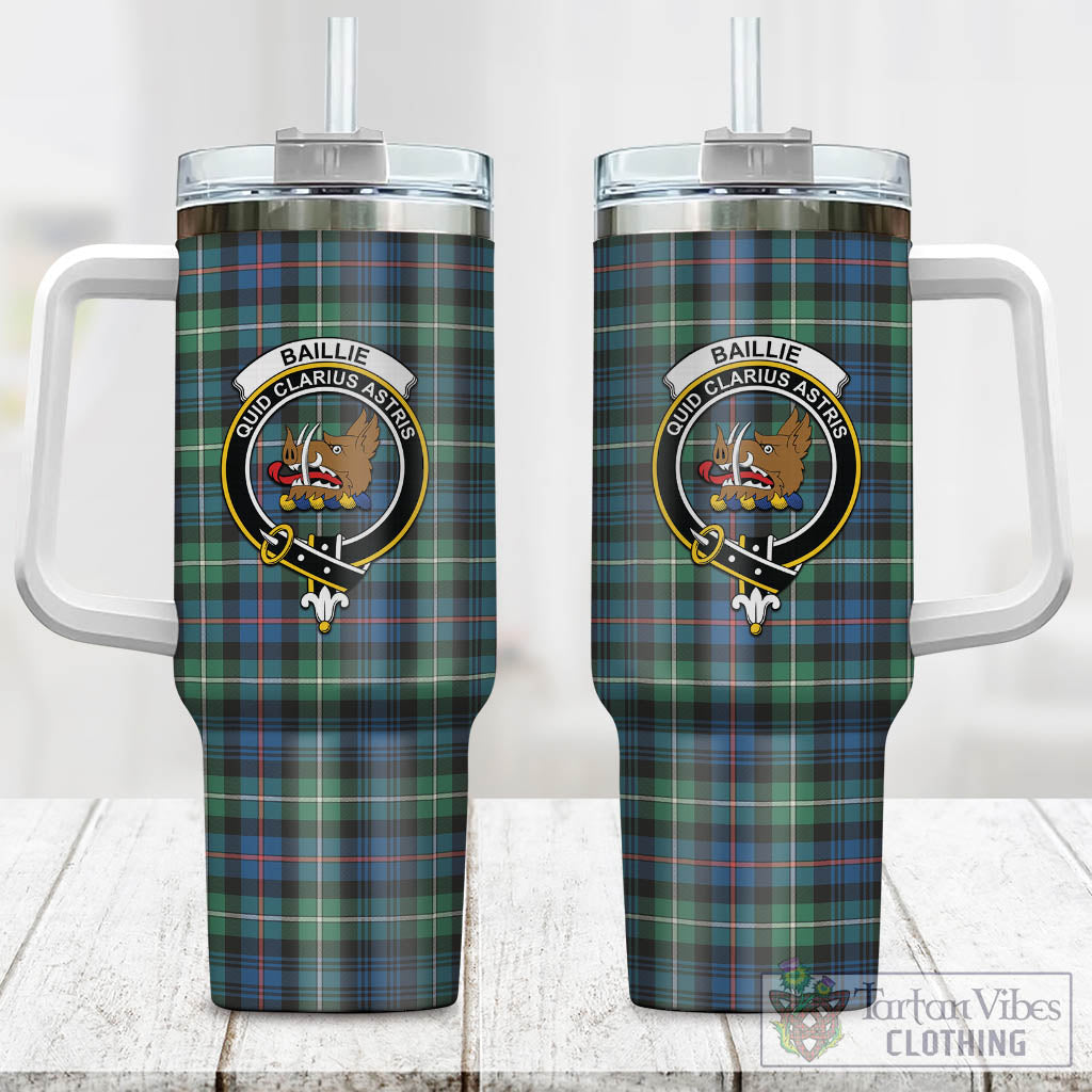 Baillie Ancient Tartan Tumbler with Handle with Family Crest One Size 40 OZ - Tartan Vibes Clothing