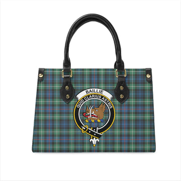 Baillie Ancient Tartan Leather Bag with Family Crest