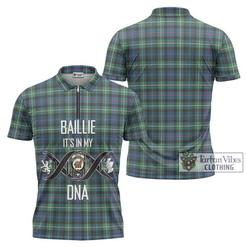 Baillie Ancient Tartan Zipper Polo Shirt with Family Crest DNA In Me Style Unisex - Tartan Vibes Clothing