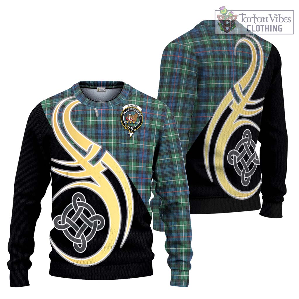 Baillie Ancient Tartan Ugly Sweater with Family Crest and Celtic Symbol Style Unisex - Tartan Vibes Clothing