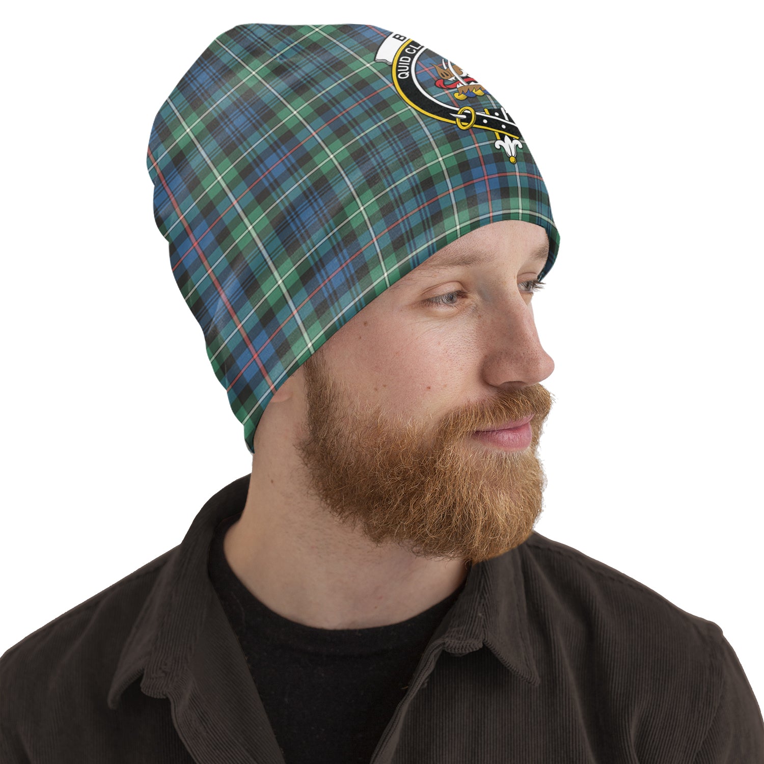 Baillie Ancient Tartan Beanies Hat with Family Crest One Size 22 inches 15.5 inches - Tartanvibesclothing