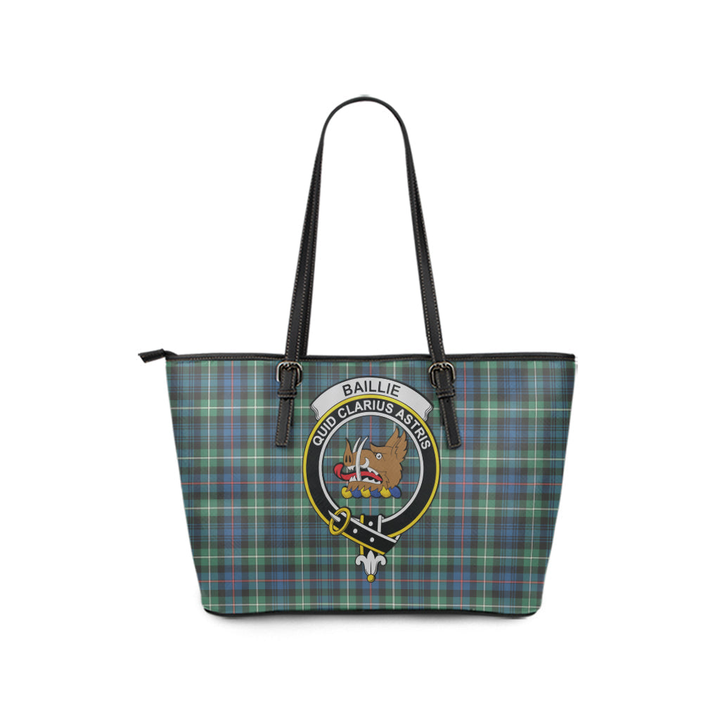 Baillie Ancient Tartan Leather Tote Bag with Family Crest - Tartan Vibes Clothing