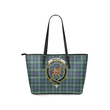 Baillie Ancient Tartan Leather Tote Bag with Family Crest