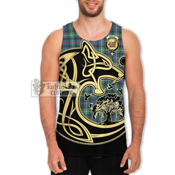 Baillie Ancient Tartan Men's Tank Top with Family Crest Celtic Wolf Style Men - Tartan Vibes Clothing