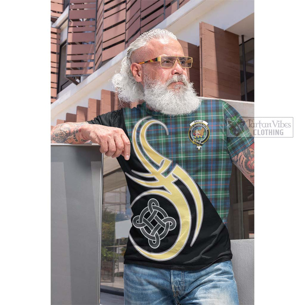 Tartan Vibes Clothing Baillie Ancient Tartan Cotton T-shirt with Family Crest and Celtic Symbol Style