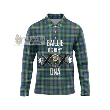 Baillie Ancient Tartan Long Sleeve Polo Shirt with Family Crest DNA In Me Style Unisex - Tartan Vibes Clothing