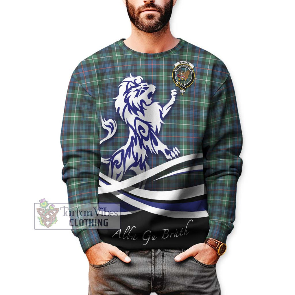 Baillie Ancient Tartan Sweatshirt with Alba Gu Brath Regal Lion Emblem Unisex - Tartan Vibes Clothing