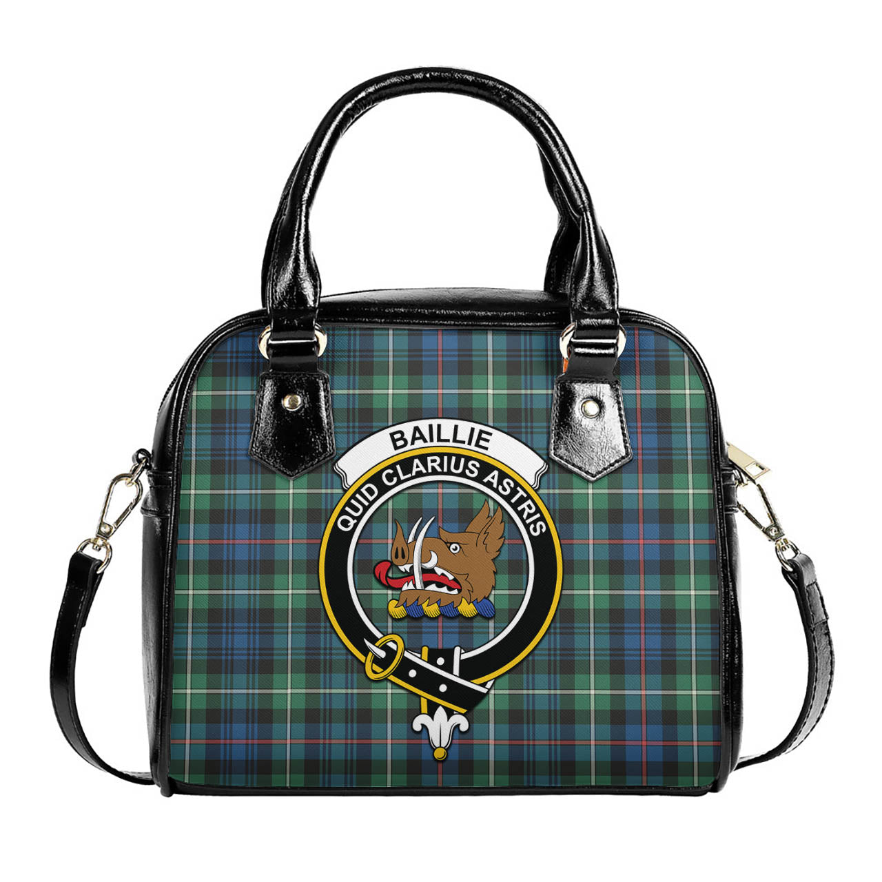 Baillie Ancient Tartan Shoulder Handbags with Family Crest One Size 6*25*22 cm - Tartanvibesclothing