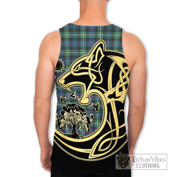 Baillie Ancient Tartan Men's Tank Top with Family Crest Celtic Wolf Style - Tartan Vibes Clothing