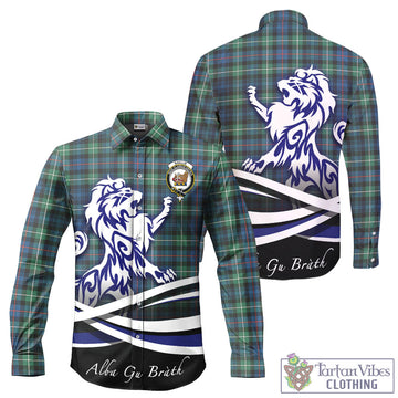 Baillie Ancient Tartan Long Sleeve Button Up Shirt with Alba Gu Brath Regal Lion Emblem