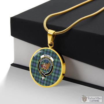 Baillie Ancient Tartan Circle Necklace with Family Crest Luxury Necklace (Gold) No - Tartan Vibes Clothing